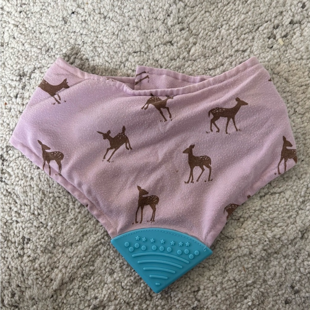 Silkberry Baby Bamboo Bandanna Pink Deer Print Teething Bib